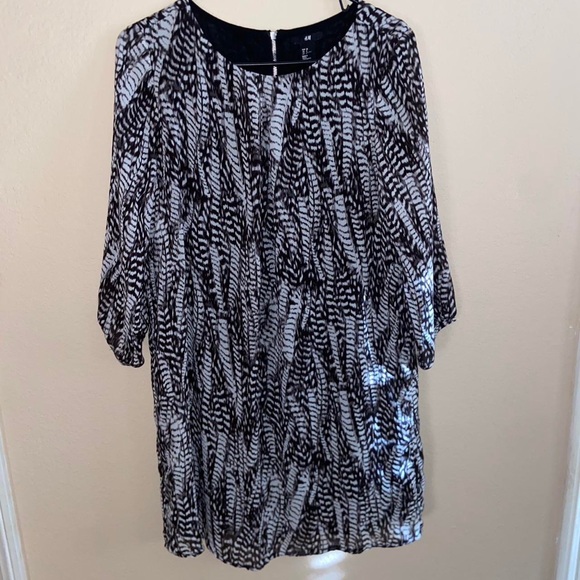H&M super cute shirt dress y2k long sleeve blouse black and white hippie skirt - Picture 1 of 13